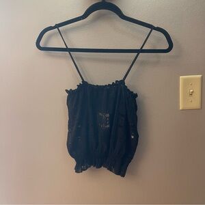 NWT Zara Women’s Black Lace-Detail Spaghetti Strap Crop Top